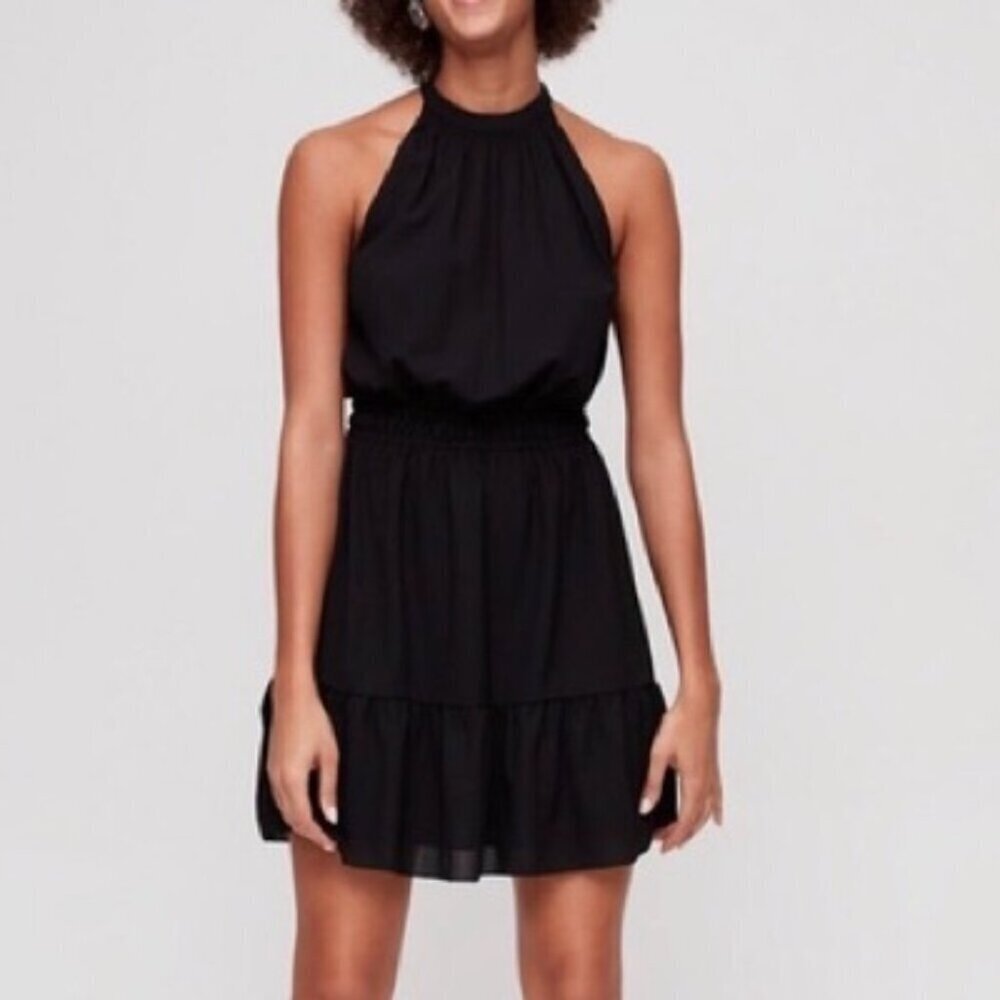 Aritzia Wilfred Effet Halter Ruffle Dress Black Size XS